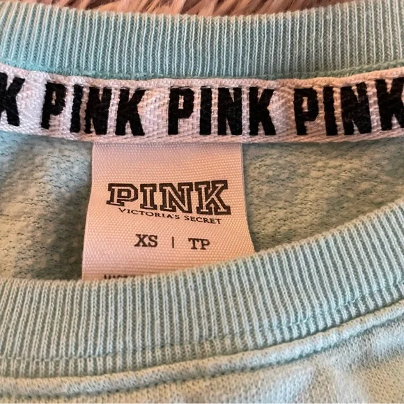 Victorias Secret PINK Blue Holographic Crewneck Hoodie - Picture 6 of 7